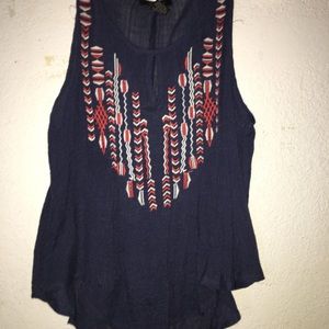 Blue tank top with white and red heart ❤️ 💙